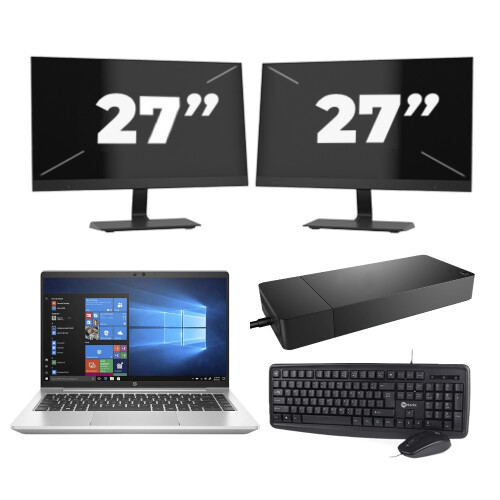 Refurbished HP ProBook 440 G8 - Intel Core i3-11e Generatie - 14 inch - 16GB RAM - 256GB SSD - Windows 11 Home + 2x 27 inch Monitor Tweedehands