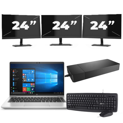 Refurbished HP ProBook 440 G8 - Intel Core i3-11e Generatie - 14 inch - 8GB RAM - 256GB SSD - Windows 11 Home + 3x 24 inch Monitor Tweedehands