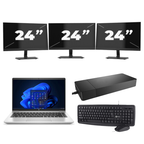 Refurbished HP ProBook 440 G9 - Intel Core i5-12e Generatie - 14 inch - 8GB RAM - 256GB SSD - Windows 11 Home + 3x 24 inch Monitor Tweedehands