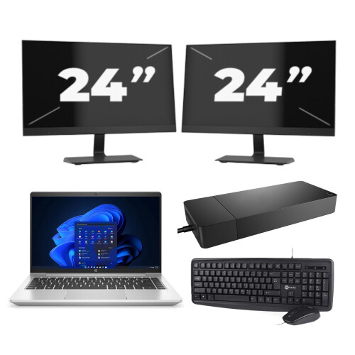 Refurbished HP ProBook 440 G9 - Intel Core i5-12e Generatie - 14 inch - 8GB RAM - 256GB SSD - Windows 11 Home + 2x 24 inch Monitor Tweedehands