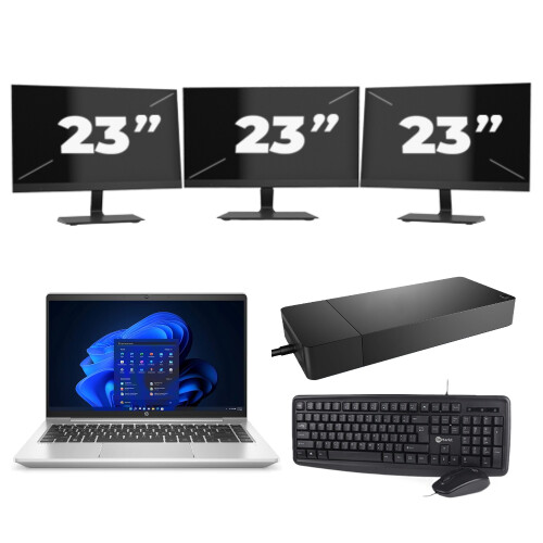Refurbished HP ProBook 440 G9 - Intel Core i5-12e Generatie - 14 inch - 8GB RAM - 256GB SSD - Windows 11 Home + 3x 23 inch Monitor Tweedehands