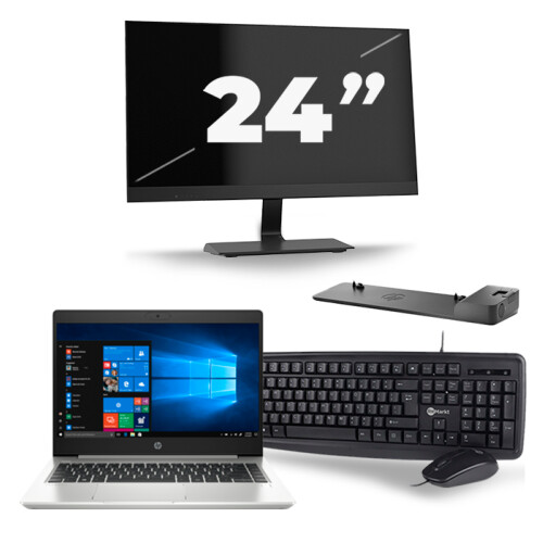Refurbished HP ProBook 445 G7 - AMD Ryzen 3 4300U - 14 inch - 8GB RAM - 256GB SSD - Windows 10 + 1x 24 inch Monitor Tweedehands