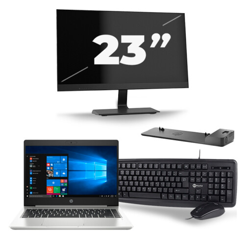 Refurbished HP ProBook 445 G7 - AMD Ryzen 3 4300U - 14 inch - 8GB RAM - 256GB SSD - Windows 10 + 1x 23 inch Monitor Tweedehands