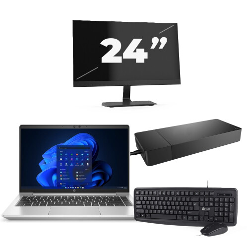 Refurbished HP ProBook 445 G8 - AMD Ryzen 3 5400U - 14 inch - 16GB RAM - 256GB SSD - Windows 11 + 1x 24 inch Monitor Tweedehands