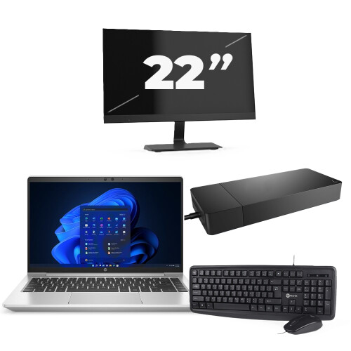 Refurbished HP ProBook 445 G8 - AMD Ryzen 5 5600U - 14 inch - 8GB RAM - 256GB SSD - Windows 11 Home + 1x 22 inch Monitor Tweedehands