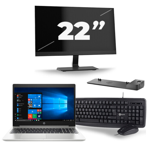 Refurbished HP ProBook 450 G6 - Intel Core i5-8e Generatie - 15 inch - 8GB RAM - 256GB SSD - Windows 11 + 1x 22 inch Monitor Tweedehands