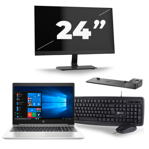 Refurbished HP ProBook 450 G6 - Intel Core i5-8e Generatie - 15 inch - 8GB RAM - 256GB SSD - Windows 11 + 1x 24 inch Monitor Tweedehands