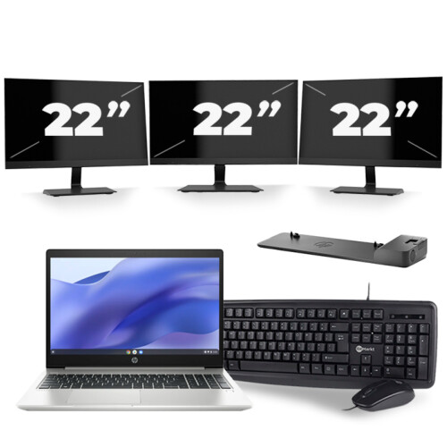 Refurbished HP ProBook 450 G7 - Intel Core i5-10e Generatie - 15 inch - 8GB RAM - 256GB SSD - Windows 11 + 3x 22 inch Monitor Tweedehands