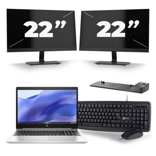 Refurbished HP ProBook 450 G7 - Intel Core i5-10e Generatie - 15 inch - 8GB RAM - 256GB SSD - Windows 11 + 2x 22 inch Monitor Tweedehands