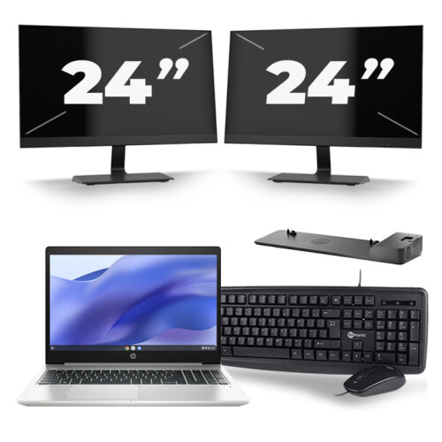 Refurbished HP ProBook 450 G7 - Intel Core i5-10e Generatie - 15 inch - 8GB RAM - 256GB SSD - Windows 11 + 2x 24 inch Monitor Tweedehands