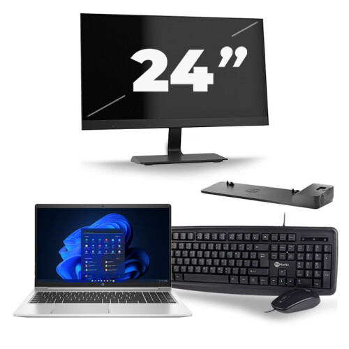 Refurbished HP Probook 450 G8 - Intel Core i5-11e Generatie - 15 inch - 8GB RAM - 256GB SSD - Windows 11 + 1x 24 inch Monitor Tweedehands