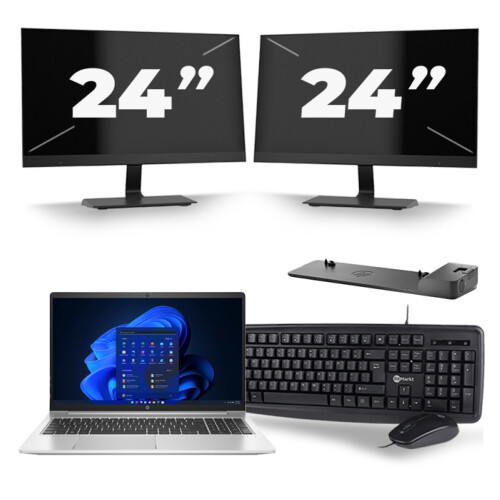 Refurbished HP Probook 450 G8 - Intel Core i5-11e Generatie - 15 inch - 8GB RAM - 256GB SSD - Windows 11 + 2x 24 inch Monitor Tweedehands
