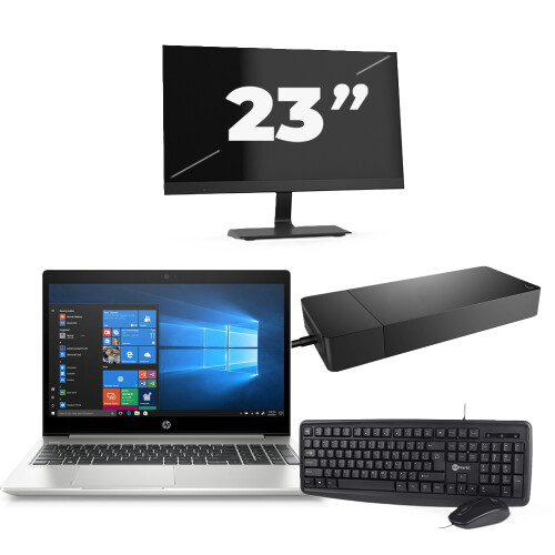 Refurbished HP ProBook 455R G6 - AMD Ryzen 5 3500U - 15 inch - 8GB RAM - 256GB SSD - Windows 10 Home + 1x 23 inch Monitor Tweedehands