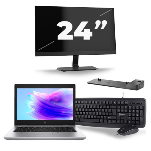 Refurbished HP ProBook 640 G5 - Intel Core i3-8e Generatie - 14 inch - 8GB RAM - 256GB SSD - Windows 11 + 1x 24 inch Monitor Tweedehands