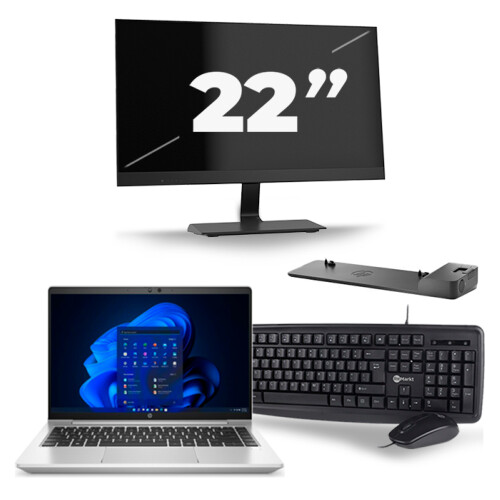 Refurbished HP ProBook 640 G8 - Intel Core i5-11e Generatie - 14 inch - 16GB RAM - 256GB SSD - Windows 11 + 1x 22 inch Monitor Tweedehands