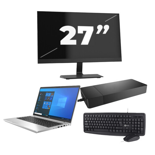 Refurbished HP ProBook 640 G8 - Intel Core i5-11e Generatie - 14 inch - 16GB RAM - 256GB SSD - Windows 11 Home + 1x 27 inch Monitor Tweedehands