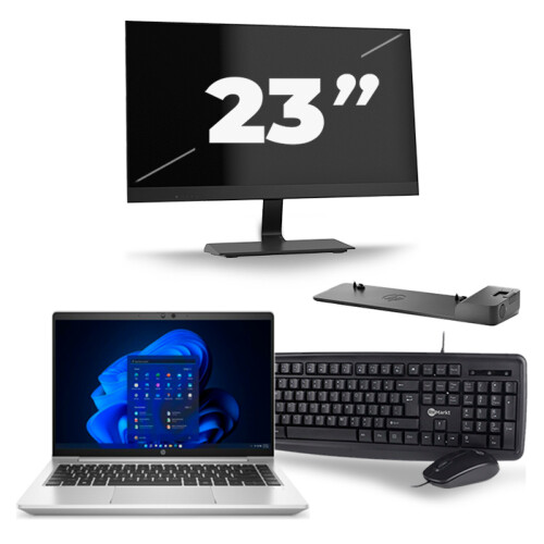 Refurbished HP ProBook 640 G8 - Intel Core i5-11e Generatie - 14 inch - 8GB RAM - 256GB SSD - Windows 11 + 1x 23 inch Monitor Tweedehands