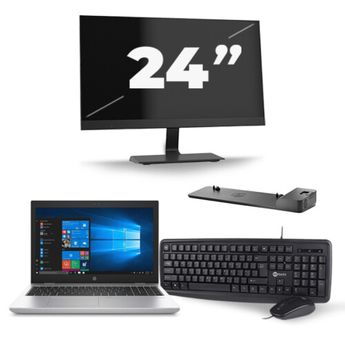 Refurbished HP ProBook 650 G4 - Intel Core i5-8e Generatie - 15 inch - 16GB RAM - 256GB SSD - Windows 11 + 1x 24 inch Monitor Tweedehands