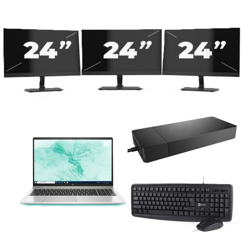 Refurbished HP ProBook 650 G8 - Intel Core i5-11e Generatie - 15 inch - 16GB RAM - 256GB SSD - Windows 11 Home + 3x 24 inch Monitor Tweedehands