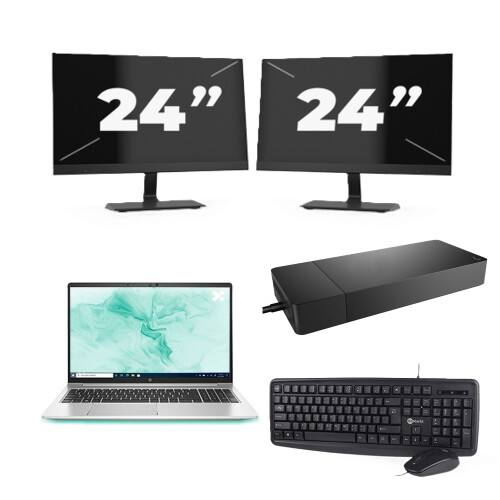 Refurbished HP ProBook 650 G8 - Intel Core i5-11e Generatie - 15 inch - 8GB RAM - 256GB SSD - Windows 11 Home + 2x 24 inch Monitor Tweedehands