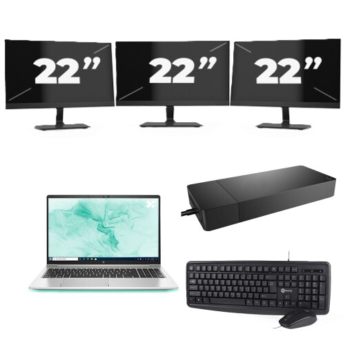 Refurbished HP ProBook 650 G8 - Intel Core i7-11e Generatie - 15 inch - 8GB RAM - 256GB SSD - Windows 11 + 3x 22 inch Monitor Tweedehands