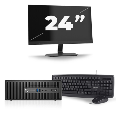 Refurbished HP ProDesk 400 G3 SFF - Intel Core i3-6e Generatie - 8GB RAM - 256GB SSD - Windows 11 + 1x 24 inch Monitor Tweedehands