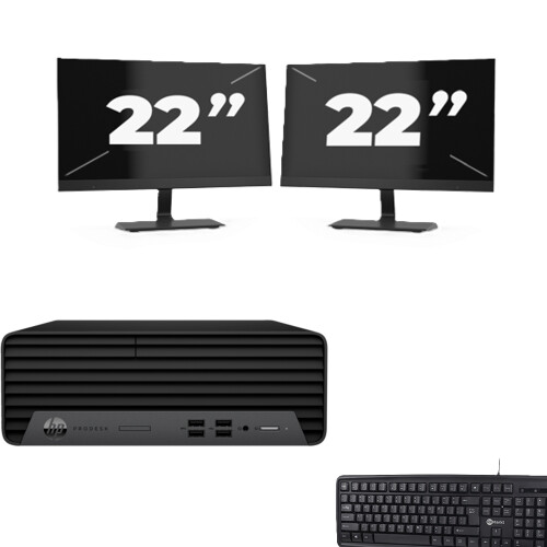 Refurbished HP ProDesk 400 G7 SFF - Intel Core i5-10e Generatie - 8GB RAM - 256GB SSD - Windows 11 + 2x 22 inch Monitor Tweedehands