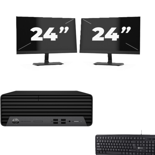 Refurbished HP ProDesk 400 G7 SFF - Intel Core i7-10e Generatie - 8GB RAM - 256GB SSD - Windows 11 + 2x 24 inch Monitor Tweedehands