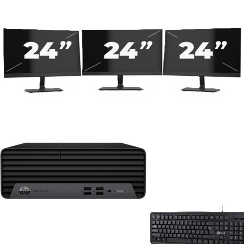 Refurbished HP ProDesk 400 G7 SFF - Intel Core i7-10e Generatie - 8GB RAM - 256GB SSD - Windows 11 + 3x 24 inch Monitor Tweedehands