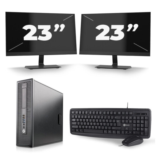 Refurbished HP ProDesk 600 G1 SFF - Intel Core i5-4e Generatie - 8GB RAM - 256GB SSD - Windows 10 + 2x 23 inch Monitor Tweedehands