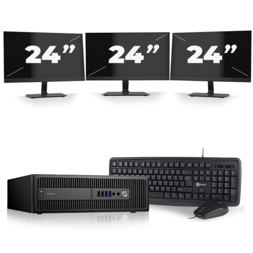 Refurbished HP ProDesk 600 G2 SFF - Intel Core i7-6e Generatie - 16GB RAM - 256GB SSD - Windows 11 + 3x 24 inch Monitor Tweedehands