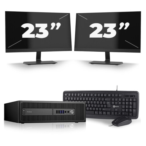Refurbished HP ProDesk 600 G2 SFF - Intel Core i7-6e Generatie - 16GB RAM - 256GB SSD - Windows 11 + 2x 23 inch Monitor Tweedehands