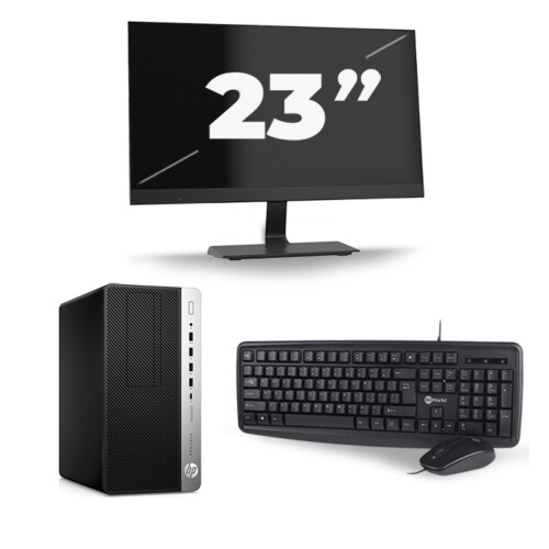 Refurbished HP ProDesk 600 G3 Micro Tower - Intel Core i7-6e Generatie - 16GB RAM - 256GB SSD - Windows 11 + 1x 23 inch Monitor Tweedehands