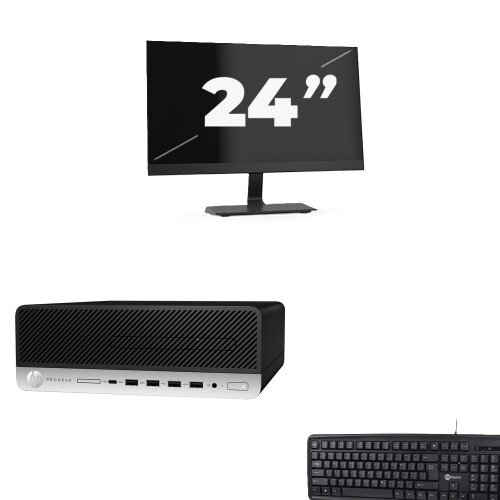 Refurbished HP ProDesk 600 G5 SFF - Intel Core i3-9e Generatie - 8GB RAM - 256GB SSD - Windows 11 + 1x 24 inch Monitor Tweedehands