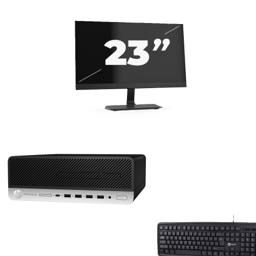 Refurbished HP ProDesk 600 G5 SFF - Intel Core i5-9e Generatie - 8GB RAM - 256GB SSD - Windows 11 + 1x 23 inch Monitor Tweedehands