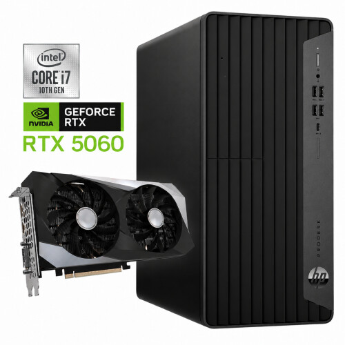 Refurbished HP ProDesk 600 G6 Tower - Intel Core i7-10e Generatie - 16GB RAM - 1TB SSD - Nvidia RTX 5060 - Win11 - Game PC Tweedehands