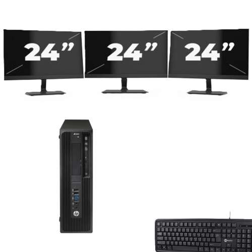 Refurbished HP Z240 Workstation SFF - Intel Core i5-7e Generatie - 8GB RAM - 256GB SSD - Windows 11 + 3x 24 inch Monitor Tweedehands