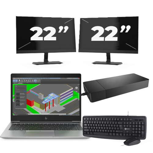 Refurbished HP ZBook 14u G5 - Intel Core i7-8e Generatie - 14 inch - 8GB RAM - 256GB SSD - Windows 11 + 2x 22 inch Monitor Tweedehands