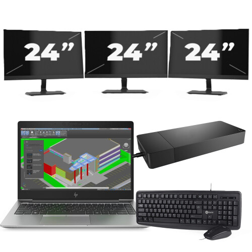 Refurbished HP ZBook 14u G5 - Intel Core i7-8e Generatie - 14 inch - 16GB RAM - 256GB SSD - Windows 11 + 3x 24 inch Monitor Tweedehands