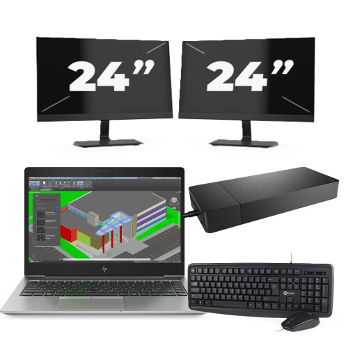 Refurbished HP ZBook 14u G5 - Intel Core i7-8e Generatie - 14 inch - 8GB RAM - 256GB SSD - Windows 11 + 2x 24 inch Monitor Tweedehands