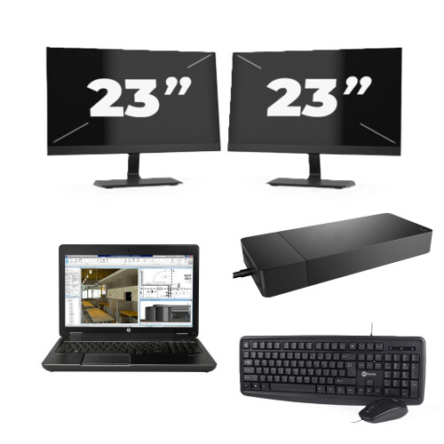 Refurbished HP ZBook 15 G2 - Intel Core i7-4e Generatie - 15 inch - 16GB RAM - 256GB SSD - Windows 11 + 2x 23 inch Monitor Tweedehands