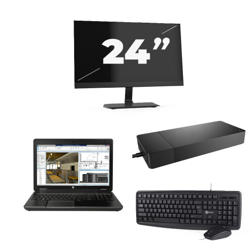 Refurbished HP ZBook 15 G2 - Intel Core i7-4e Generatie - 15 inch - 16GB RAM - 256GB SSD - Windows 11 + 1x 24 inch Monitor Tweedehands