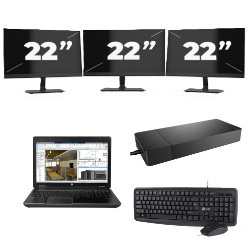 Refurbished HP ZBook 15 G2 - Intel Core i7-4e Generatie - 15 inch - 16GB RAM - 256GB SSD - Windows 11 + 3x 22 inch Monitor Tweedehands