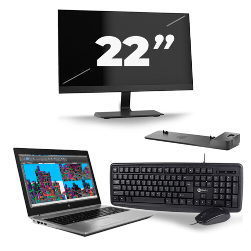 Refurbished HP ZBook 15 G5 - Intel Core i7-8e Generatie - 15 inch - 16GB RAM - 256GB SSD - Windows 11 + 1x 22 inch Monitor Tweedehands