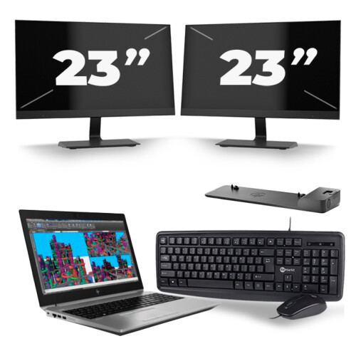 Refurbished HP ZBook 15 G5 - Intel Core i7-8e Generatie - 15 inch - 16GB RAM - 256GB SSD - Windows 11 + 2x 23 inch Monitor Tweedehands