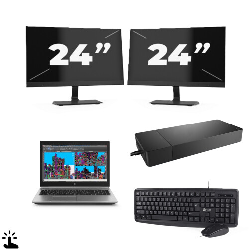 Refurbished HP ZBook 15 G5 - Intel Core i7-8e Generatie - 15 inch - Touch - 16GB RAM - 256GB SSD - Windows 11 Home + 2x 24 inch Monitor Tweedehands