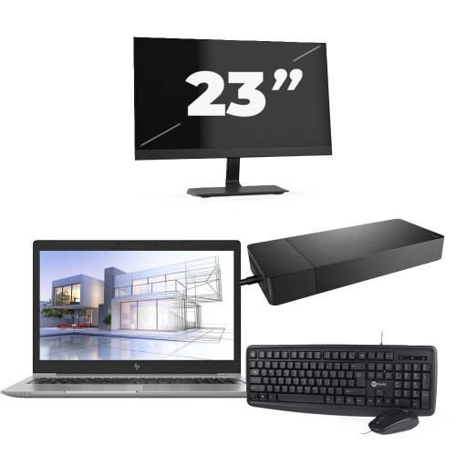 Refurbished HP ZBook 15u G5 - Intel Core i7-8e Generatie - 15 inch - 16GB RAM - 256GB SSD - Windows 11 + 1x 23 inch Monitor Tweedehands