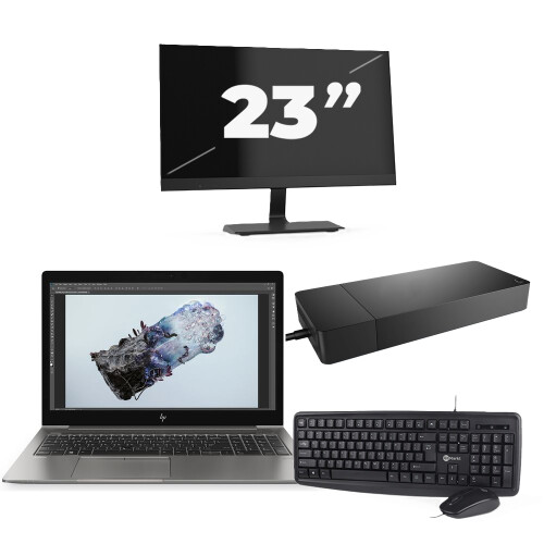 Refurbished HP ZBook 15u G6 - Intel Core i7-8e Generatie - 15 inch - 16GB RAM - 256GB SSD - Windows 11 + 1x 23 inch Monitor Tweedehands