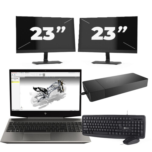 Refurbished HP ZBook 15v G5 - Intel Core i7-9e Generatie - 15 inch - 16GB RAM - 256GB SSD - Windows 11 Home + 2x 23 inch Monitor Tweedehands