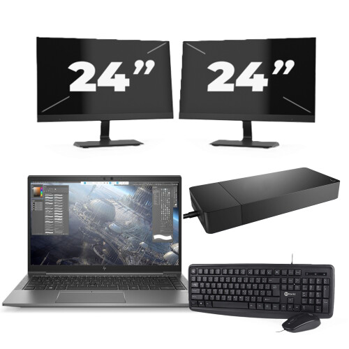 Refurbished HP ZBook Firefly 14 G7 - Intel Core i7-10e Generatie - 14 inch - 16GB RAM - 256GB SSD - Windows 11 Home + 2x 24 inch Monitor Tweedehands